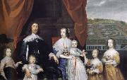 Cornelius Johnson Arthur,1st Baron Capel and his family oil painting on canvas